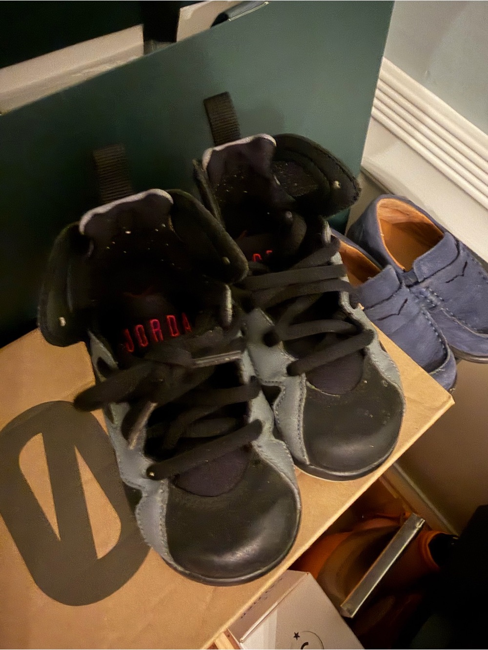 Jordan Kids Black and Gray Lace-Up High-Top Sneakers